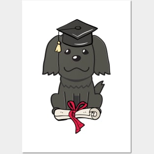 Funny black dog is graduating Posters and Art